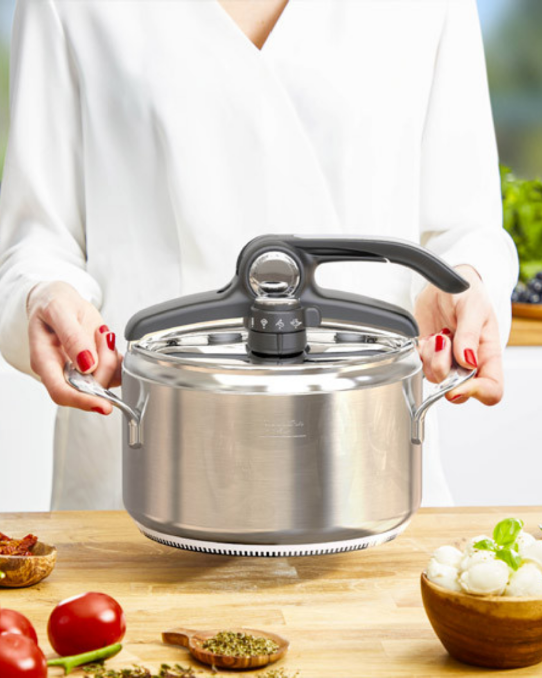 Autocuiseur Pour Micro-ondes - Cuisson Rapide à La Vapeur, 27.5x14cm, Rouge, Polyvalent