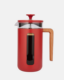 Cafetière à piston Kitchen Craft PISA Rouge 3 tasses, finition inox et poignée en bois.