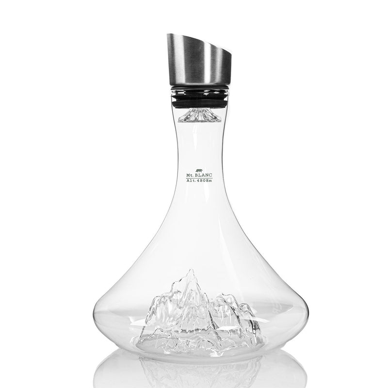 Carafe à vin Topographic Mont Blanc en cristal, idéale pour aérer et servir du vin dans une présentation raffinée.