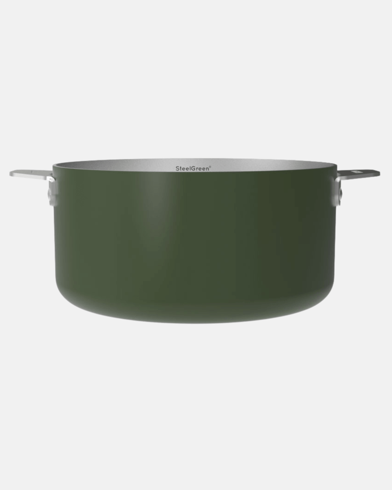 Casserole inox 20 cm fougère Cookut La Merveilleuse, colorée et compatible tous feux, avec poignées amovibles.