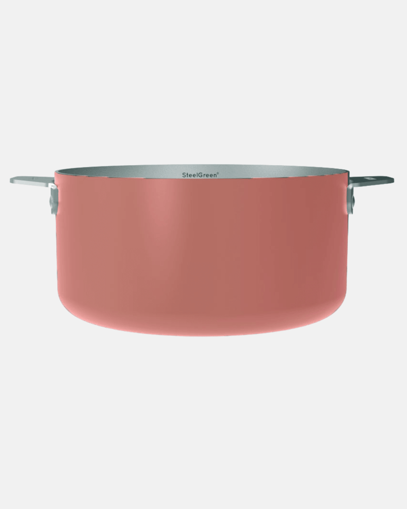 Casserole inox 20 cm guimauve Cookut La Merveilleuse, colorée et compatible tous feux, avec poignées amovibles.