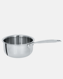 Casserole inox 5-ply Cristel Castel’Pro avec poignée rivetée et finition miroir.