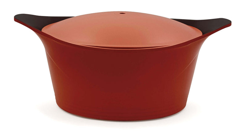 Cocotte 20 cm Cookut en rouge, personnalisable, fabriquée à partir de métal recyclé et revêtement sans PFAS, idéale pour des cuissons saines et savoureuses.