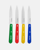 Coffret de 4 couteaux d’office Opinel N°112 avec manches en bois colorés, fabriqués en France.