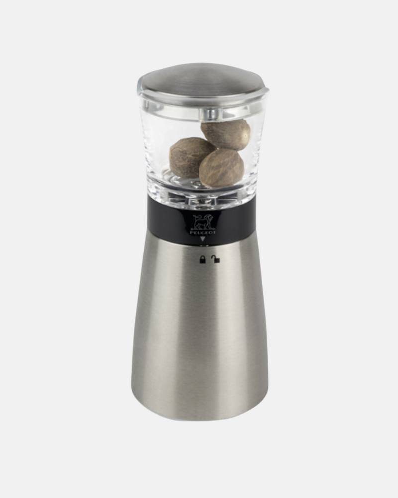 Moulin à muscade Peugeot Daman 15 cm en inox et acrylique, design moderne et performant.