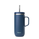 Mug isotherme Qwetch 600 ml en bleu nuit, idéal pour maintenir les boissons froides jusqu'à 12 heures.