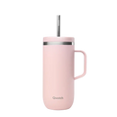 Mug isotherme Qwetch 600 ml rose pastel, design élégant et écologique, sans BPA.