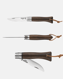 Couteau de poche Opinel Néo6 Opiflex Noyer fermé, illustrant sa compacité et sa légèreté pour un transport facile.