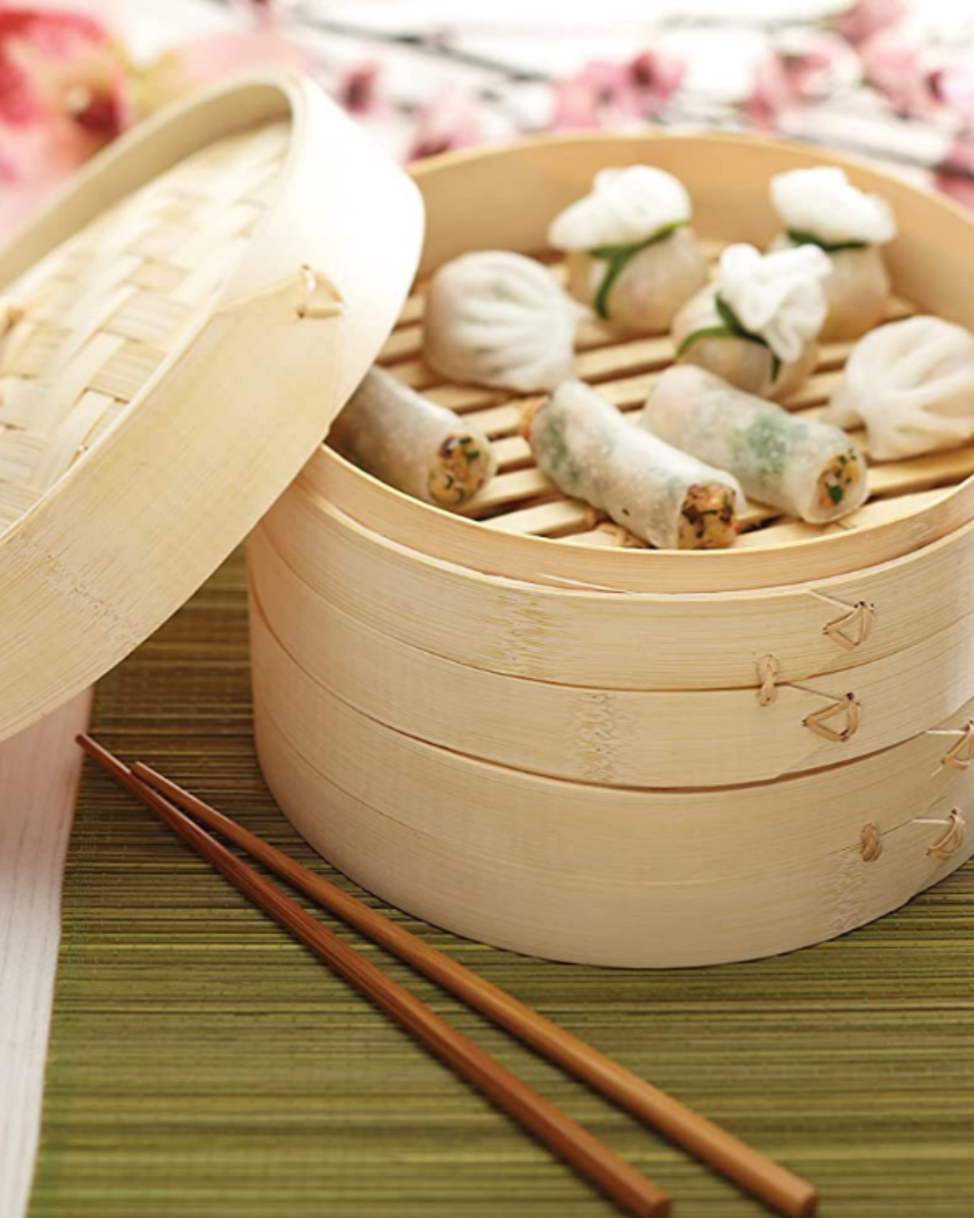 Cuiseur Vapeur Bambou 2 étages 25,4 Cm - Pour Dim Sum, Légumes, Poisson - Cuisine Asiatique Saine - 3