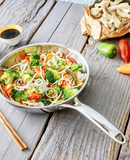 Poêle en inox Castel'Pro Fixe avec manche fixe ergonomique