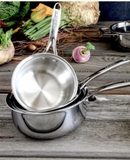 Série 3 casseroles inox Cristel Castel’Pro,Poignée athermique rivetée en fonte d’inox