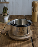 Set de 3 casseroles inox Mutine amovibles Cristel avec poignée bakélite ergonomique