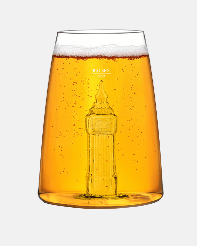 Verre soufflé à la main avec relief intérieur représentant Big Ben à Londres