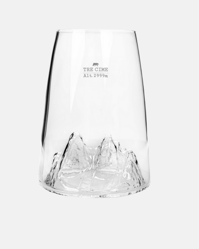  Verre TOPOGRAPHIC Tre Cime – Détail du Relief Sculpté – Sommet italien dans le fond du verre