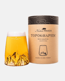 Verre 450 ml soufflé à la main avec gravure de la topographie de l’Aiguille du Midi.