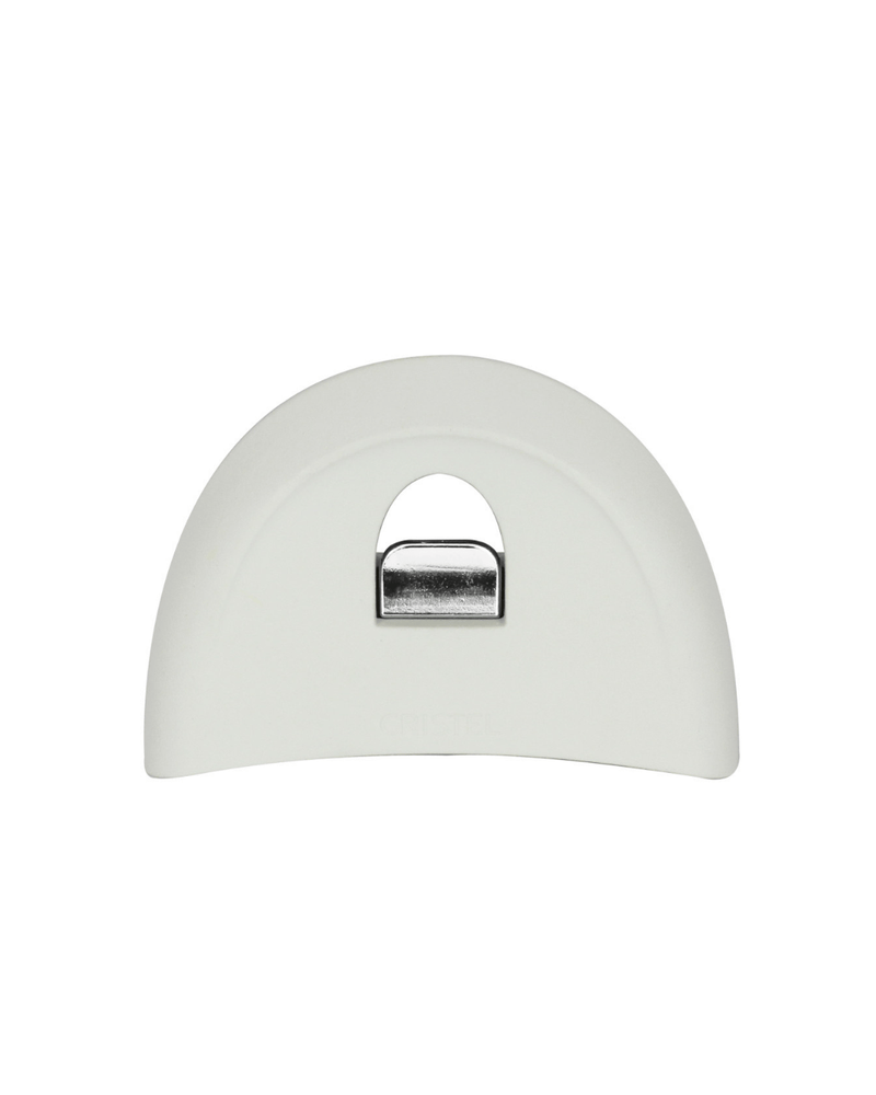 Anse amovible CRISTEL Mutine Evolution blanche, compatible avec plusieurs ustensiles.
