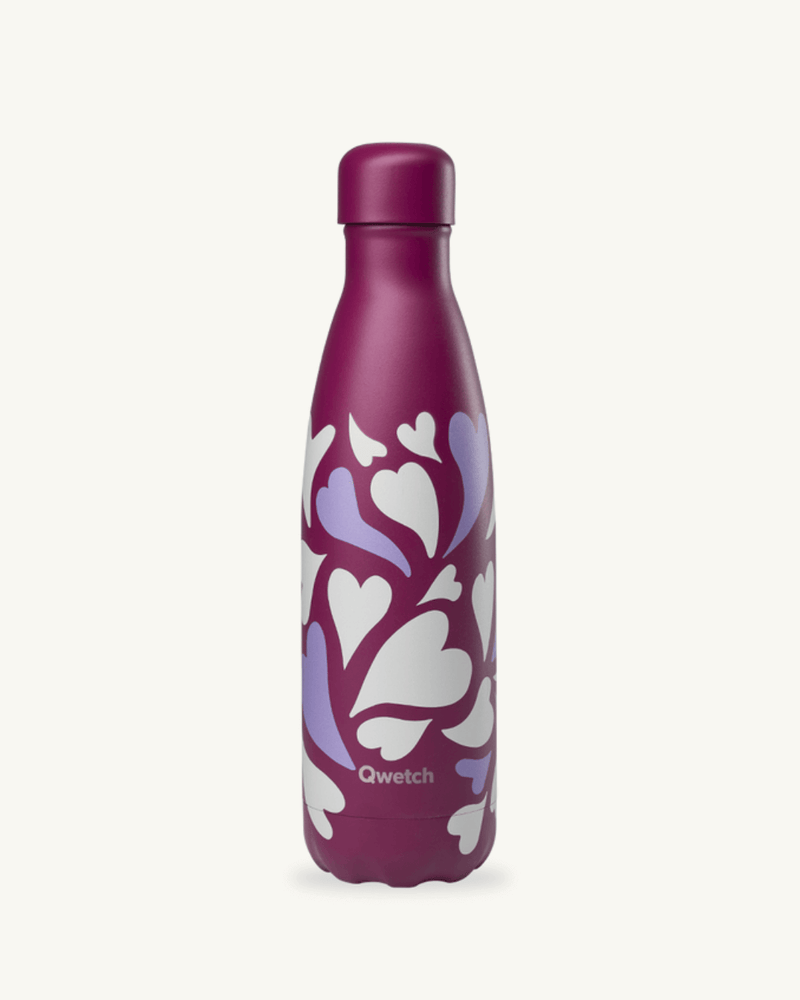 Bouteille isotherme Qwetch 500 ml Love avec bouchon étanche et acier inoxydable