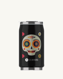 Canette isotherme Sugar Skull 280 ml avec design mexicain, paille incluse, idéale pour boissons chaudes et froides.

