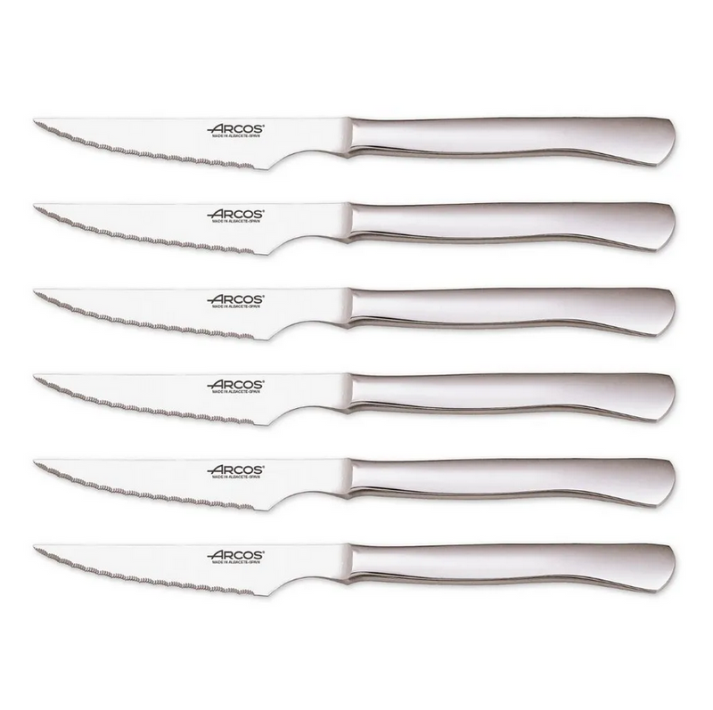 Coffret de 6 couteaux steak en inox avec lames crantées pour une découpe efficace