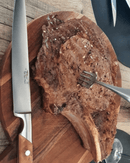 Couteau tranchelard Le Thiers lame 20 cm avec manche en loupe de cade.
