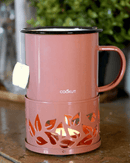 Mug chauffant Sixtea de Cookut avec base bougie, pour thé et café à 60°C, température idéale pour dégustation.