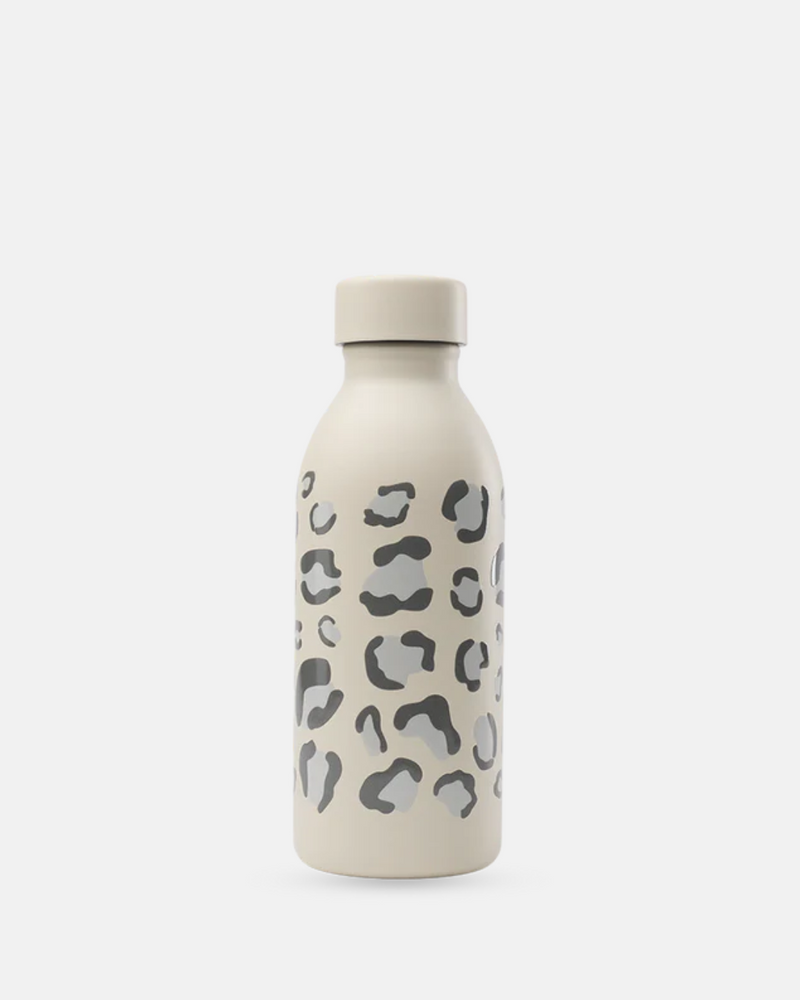 Bouteille isotherme Qwetch Icon – motif Wild Sable – vue de face – inox recyclé
