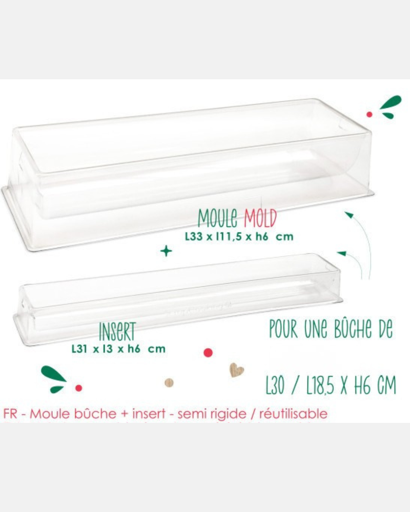 Dimension Moule et  insert pour bûche – ScrapCooking