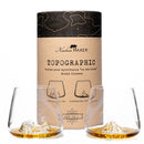 Set TOPOGRAPHIC accompagné d’une bouteille de whisky ou rhum pour service haut de gamme.