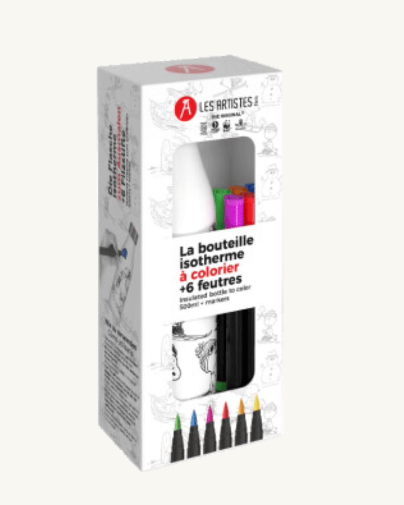 Bouteille isotherme 500 ml Snoopy, à colorier avec feutres lavables. Conservez vos boissons chaudes ou froides tout en exprimant votre créativité.