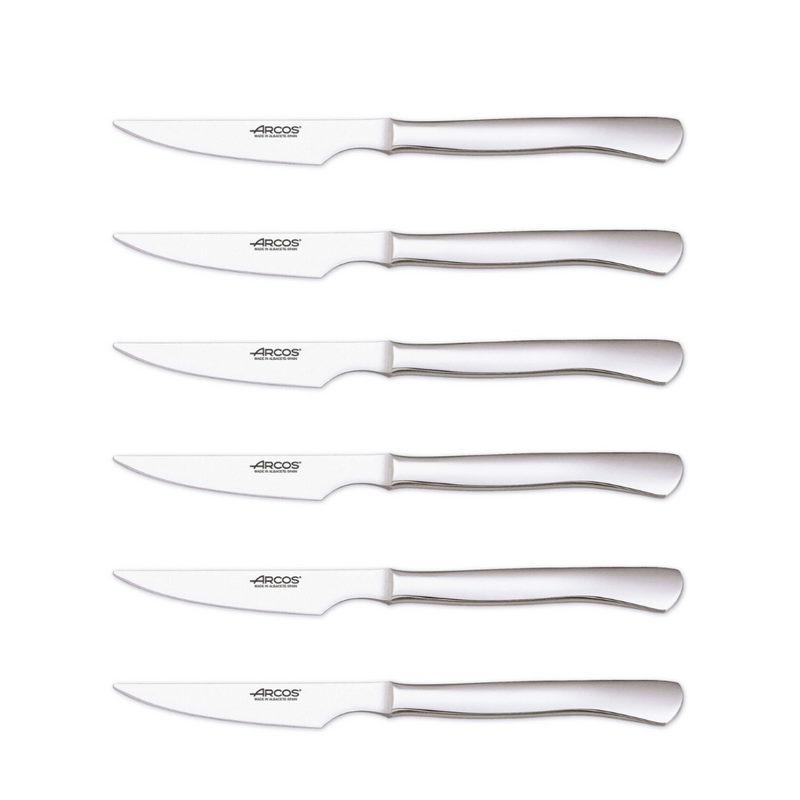 Coffret 6 couteaux steak inox lame lisse - Maison Habiague