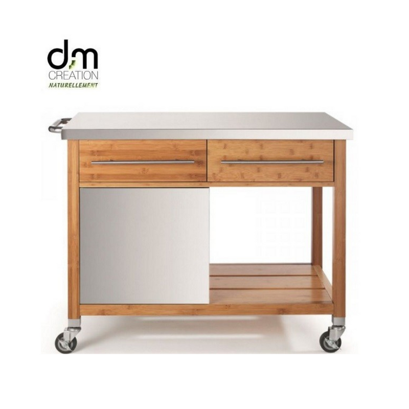 Chariot pour plancha bambou et Inox - Maison Habiague