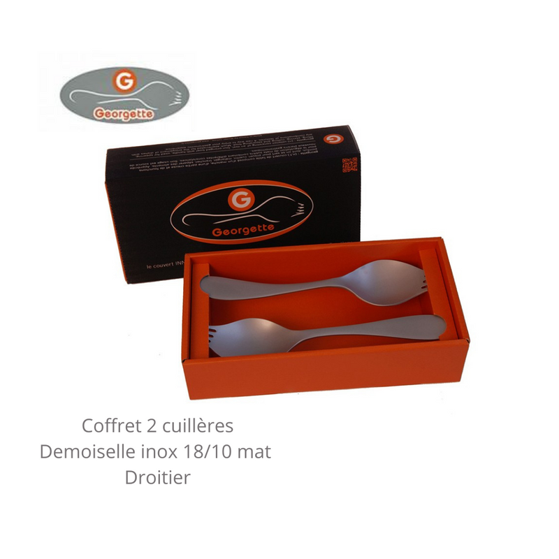 Coffret 2 ou 6 cuillères Demoiselle inox mat droitier - Maison Habiague