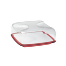 Cloche à fromage carrée avec plateau transparent rouge - Maison Habiague