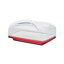 Cloche à fromage rectangle avec plateau transparent rouge - Maison Habiague