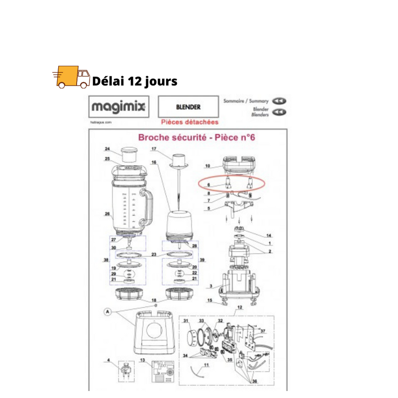 Broche de sécurité pour blender Magimix - Maison Habiague