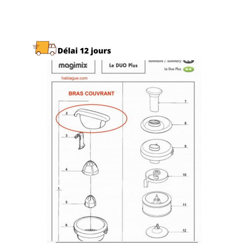 Bras couvrant presse agrumes pour Duo Plus Magimix - Maison Habiague