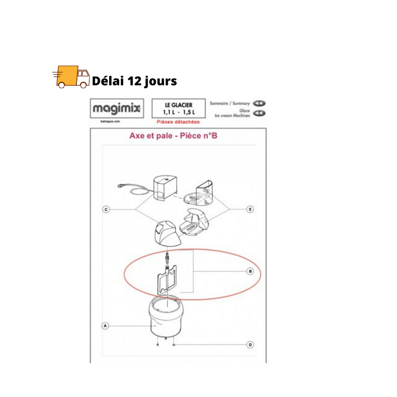 Axe et pale pour le Glacier Magimix 1.1L - Maison Habiague