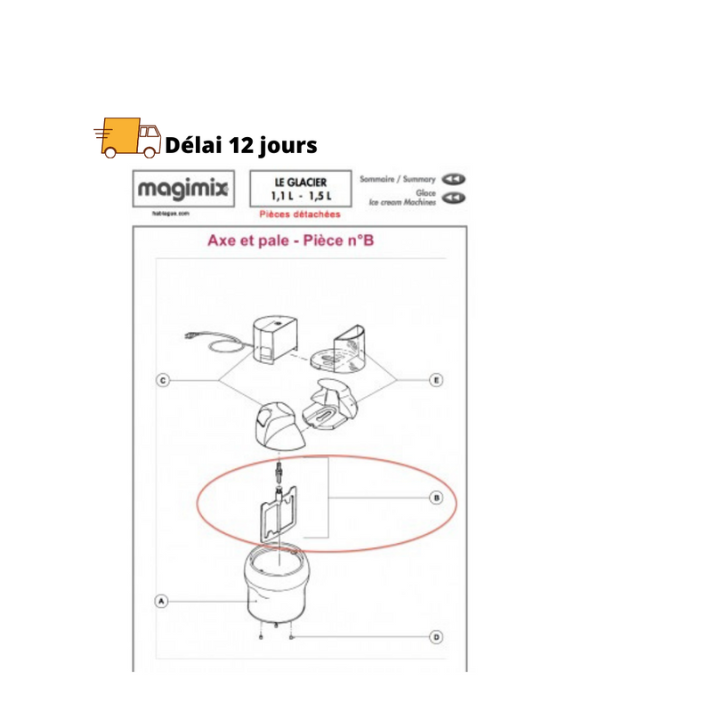 Axe et pale pour le Glacier Magimix 1.5L - Maison Habiague