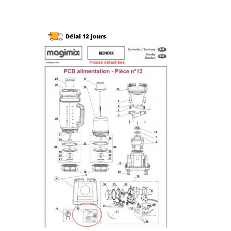 PCB alimentation pour blender Magimix - Maison Habiague