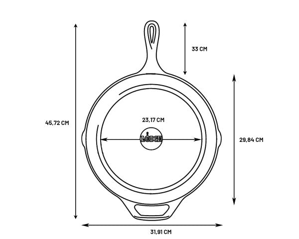 Poêle en fonte naturelle LODGE 30 cm schema 2 avec dimensions