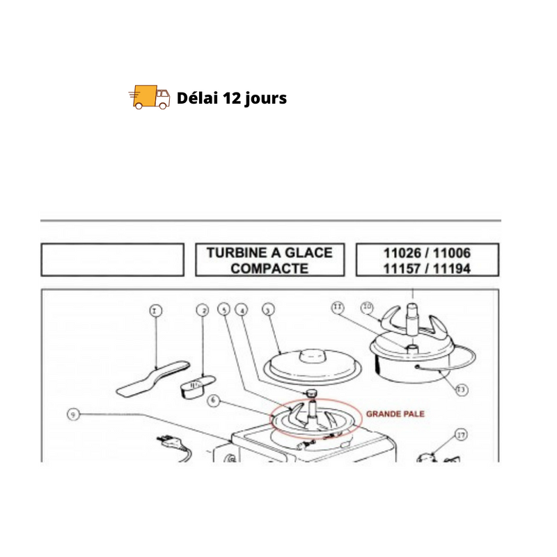 Grande pale pour cuve fixe turbine à glace Magimix - Maison Habiague