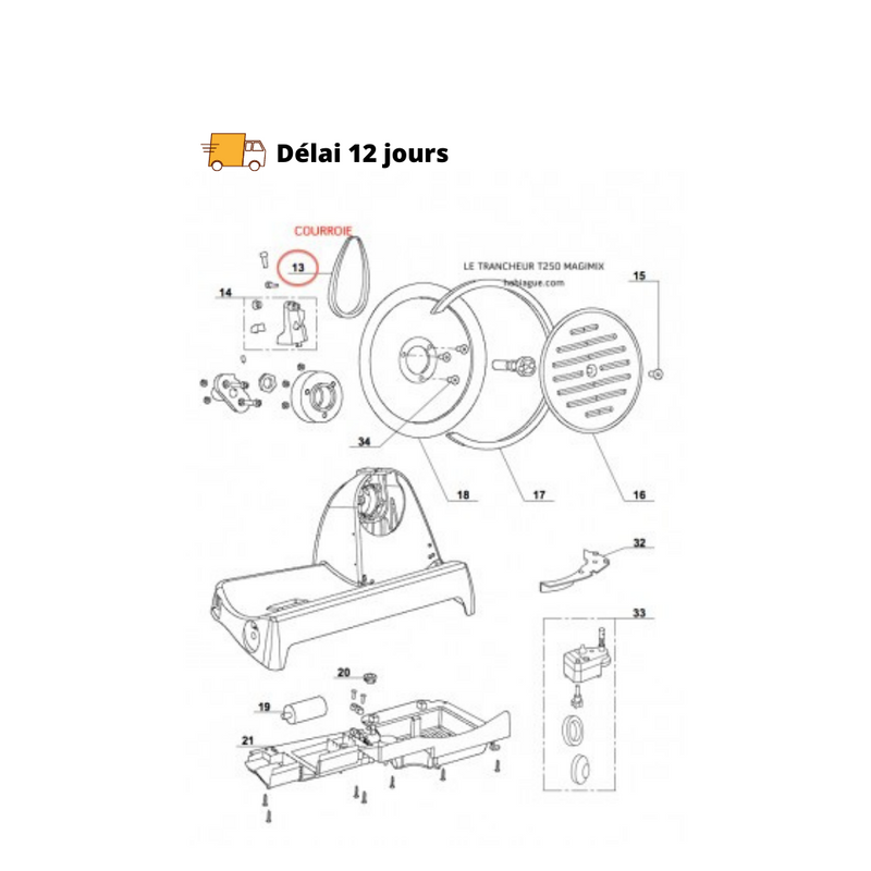 Courroie trancheuse T250 Magimix - Maison Habiague