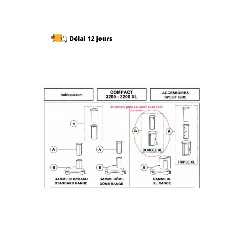 Gros poussoir et poussoir Magimix 3200XL - Maison Habiague