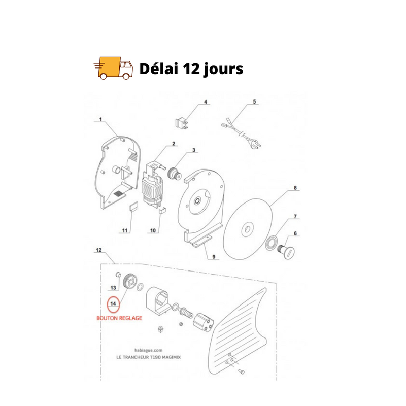 Bouton de réglage trancheuse T190 Magimix - Maison Habiague