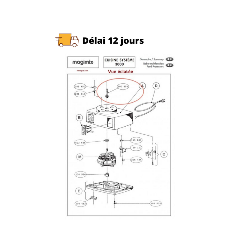 Fourreau d'axe Robot Magimix 3000 - Maison Habiague