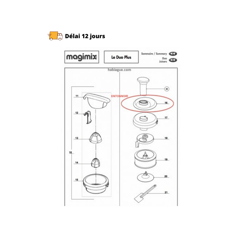 Entonnoir pour Duo Plus Magimix - Maison Habiague