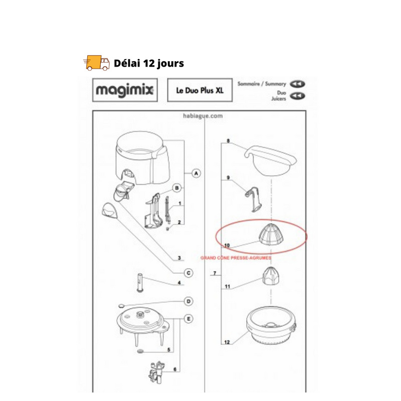 Grand cône pour presse agrumes Le Duo Plus XL Magimix - Maison Habiague