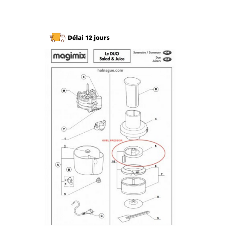 Outil pressoir pour Duo Salad et Juice Magimix - Maison Habiague