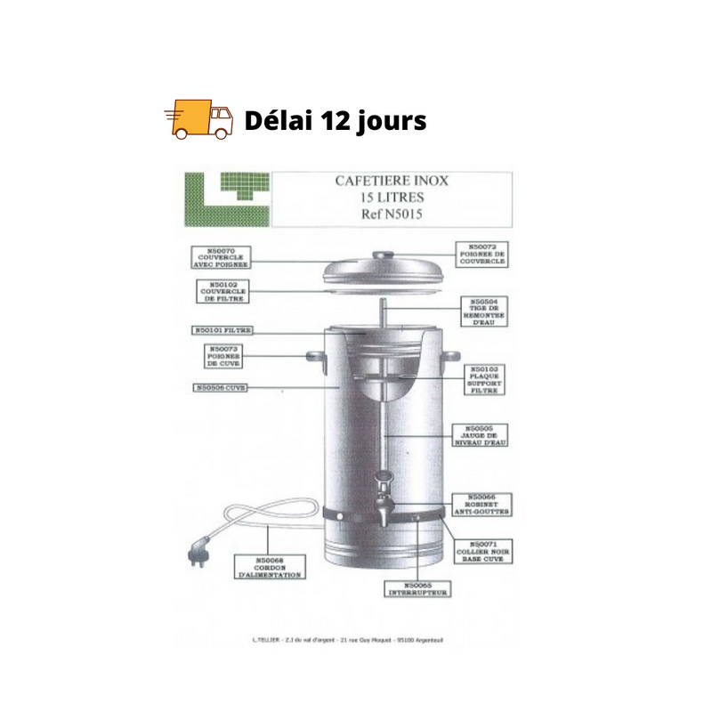 Pièces détachées cafetière Tellier N 5015 - Maison Habiague