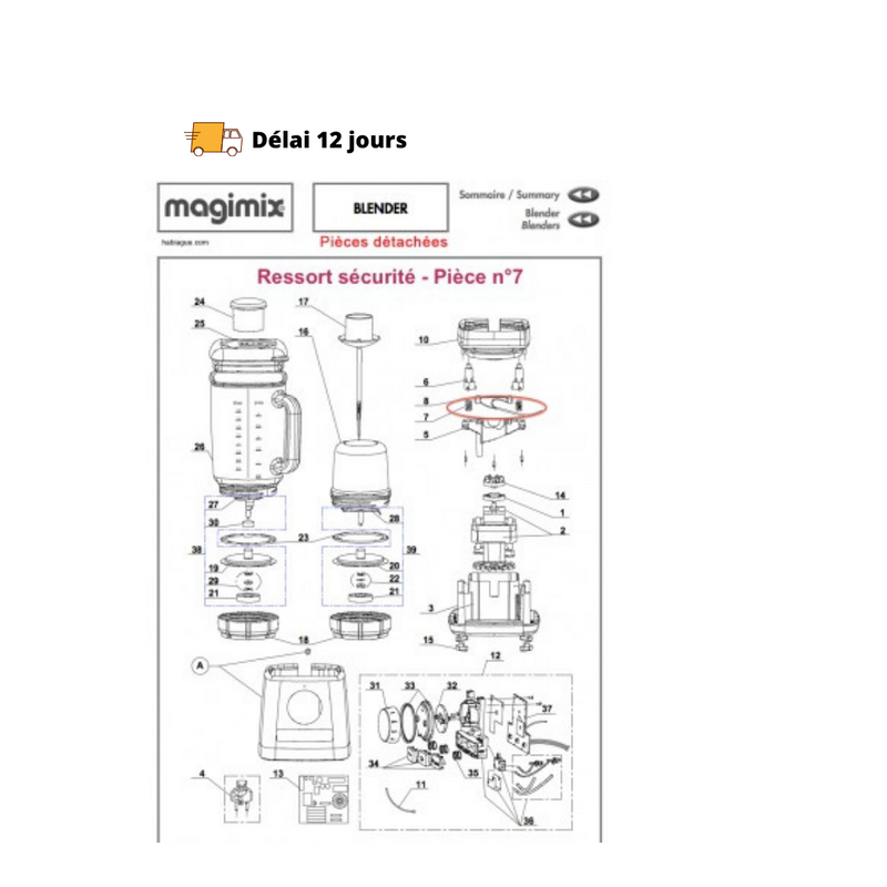 Ressort de sécurité pour blender Magimix - Maison Habiague